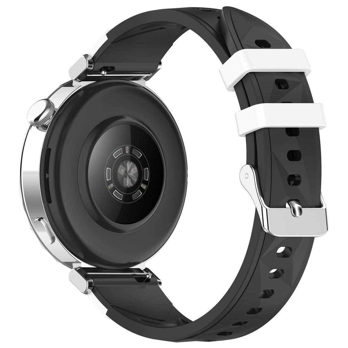 18mm Triangular Diamond Texture Two Color Silicone Watch Band(Black White)
