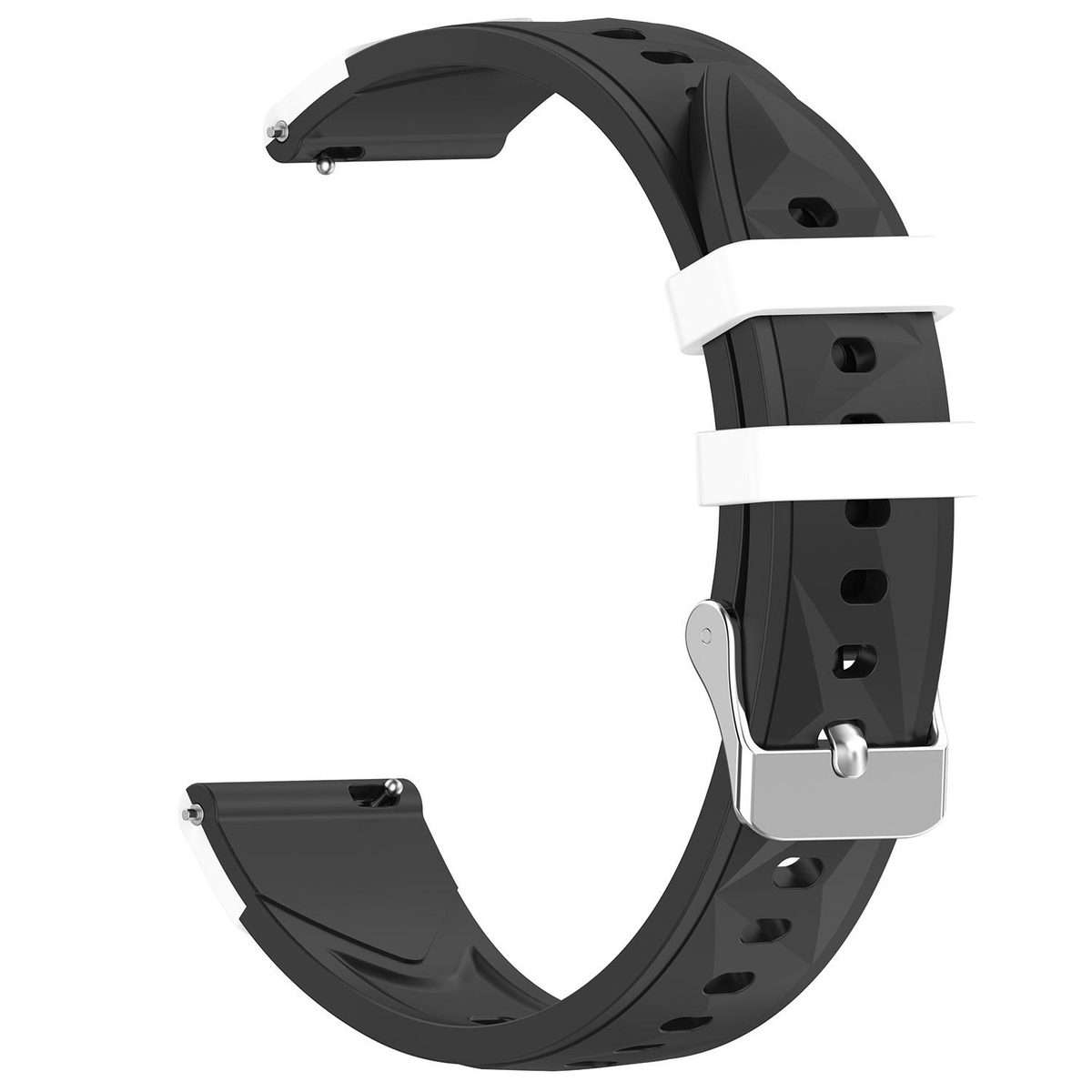 18mm Triangular Diamond Texture Two Color Silicone Watch Band(Black White)
