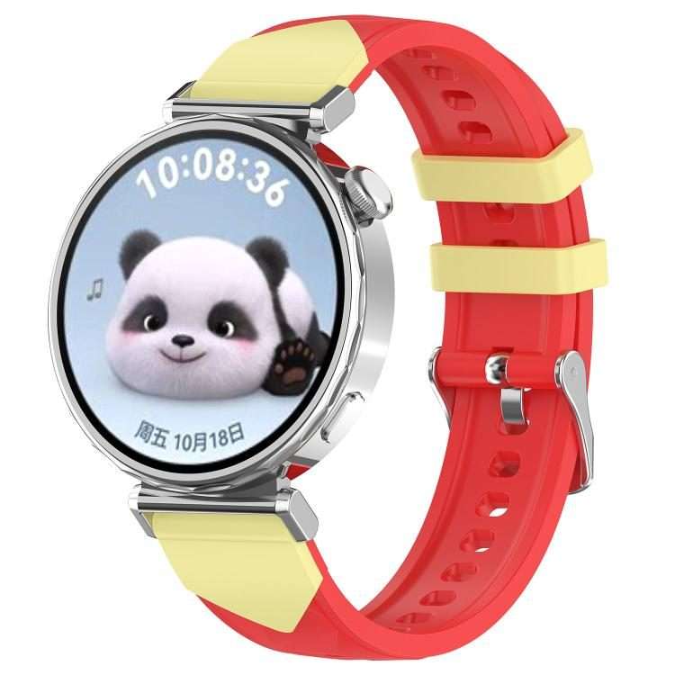 18mm Triangular Diamond Texture Two Color Silicone Watch Band(Red Yellow)