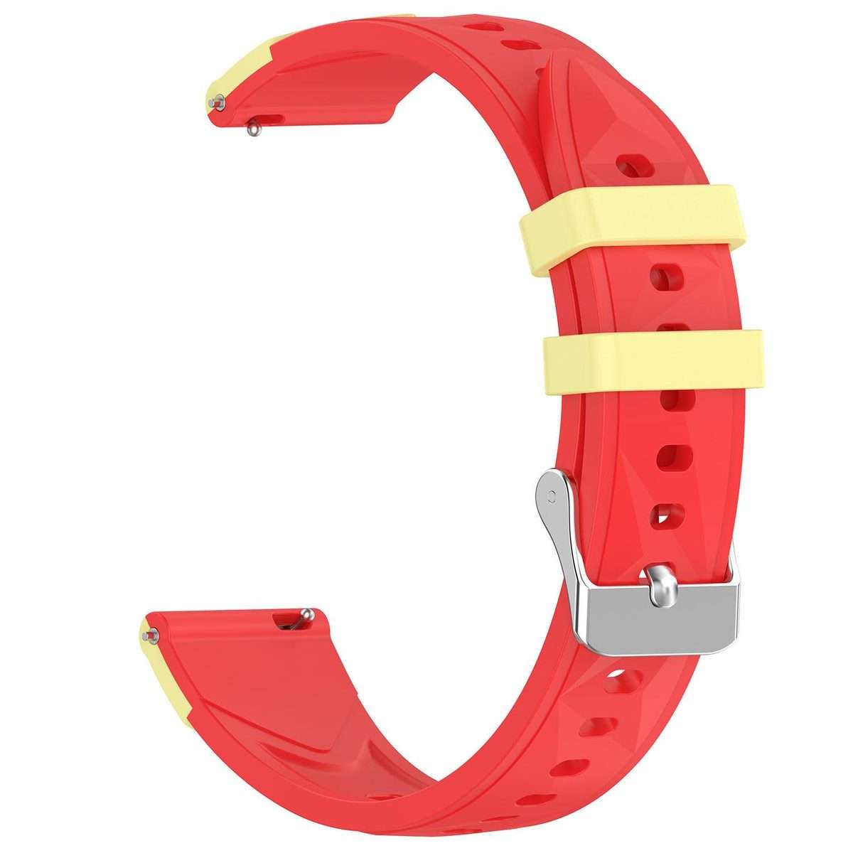 18mm Triangular Diamond Texture Two Color Silicone Watch Band(Red Yellow)