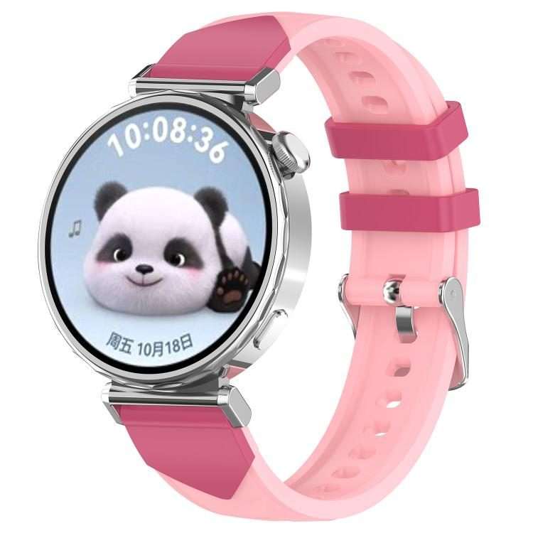 18mm Triangular Diamond Texture Two Color Silicone Watch Band(Deep Pink Pink)