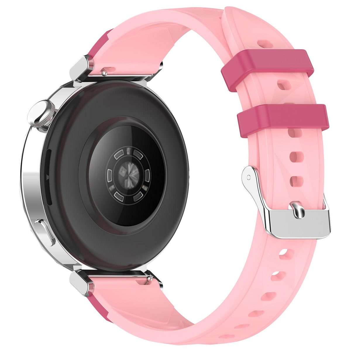 18mm Triangular Diamond Texture Two Color Silicone Watch Band(Deep Pink Pink)