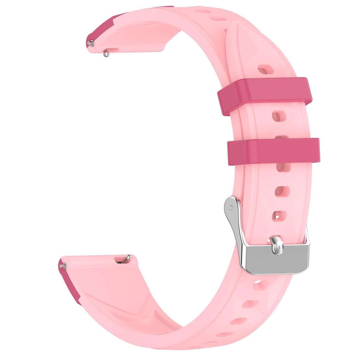 18mm Triangular Diamond Texture Two Color Silicone Watch Band(Deep Pink Pink)