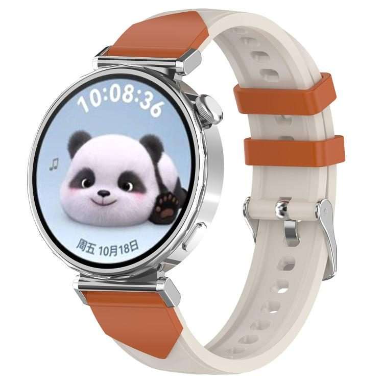 18mm Triangular Diamond Texture Two Color Silicone Watch Band(Starlight Brown)