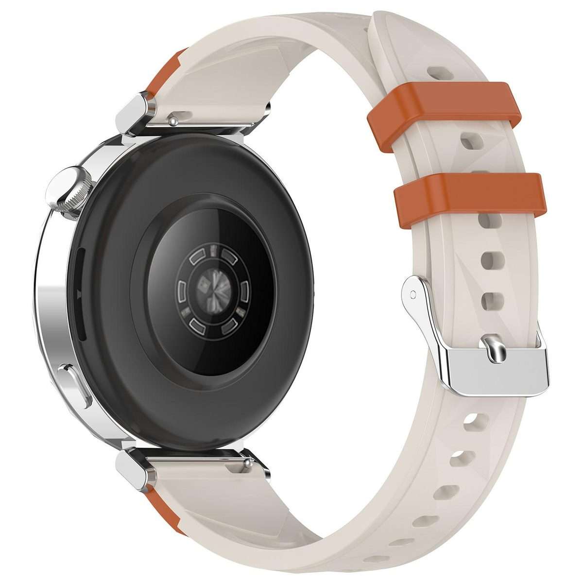 18mm Triangular Diamond Texture Two Color Silicone Watch Band(Starlight Brown)