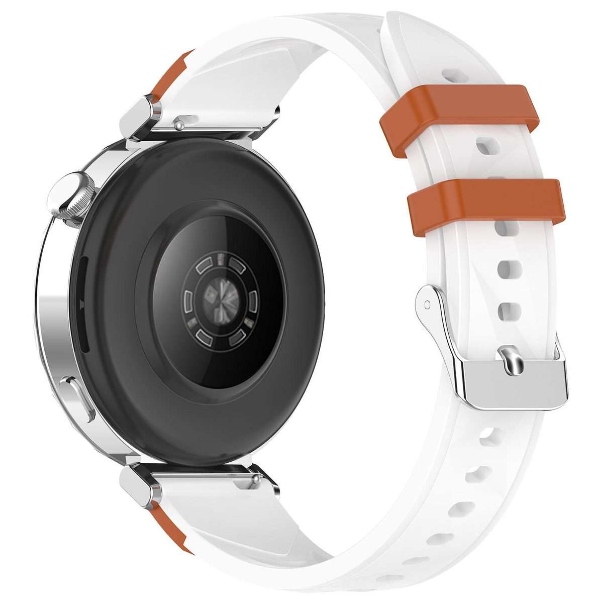 18mm Triangular Diamond Texture Two Color Silicone Watch Band(Brown White)