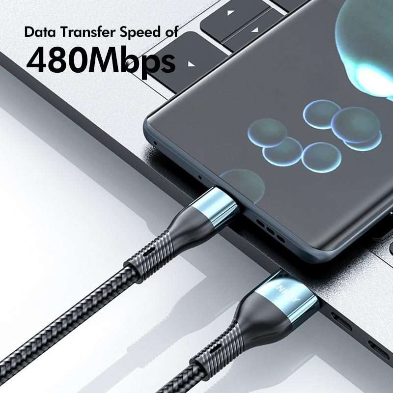 ENKAY 3-in-1 120W USB to 8 Pin / Type-C / Micro USB Nylon Braided Fast Charging Cable, Length: 1.2