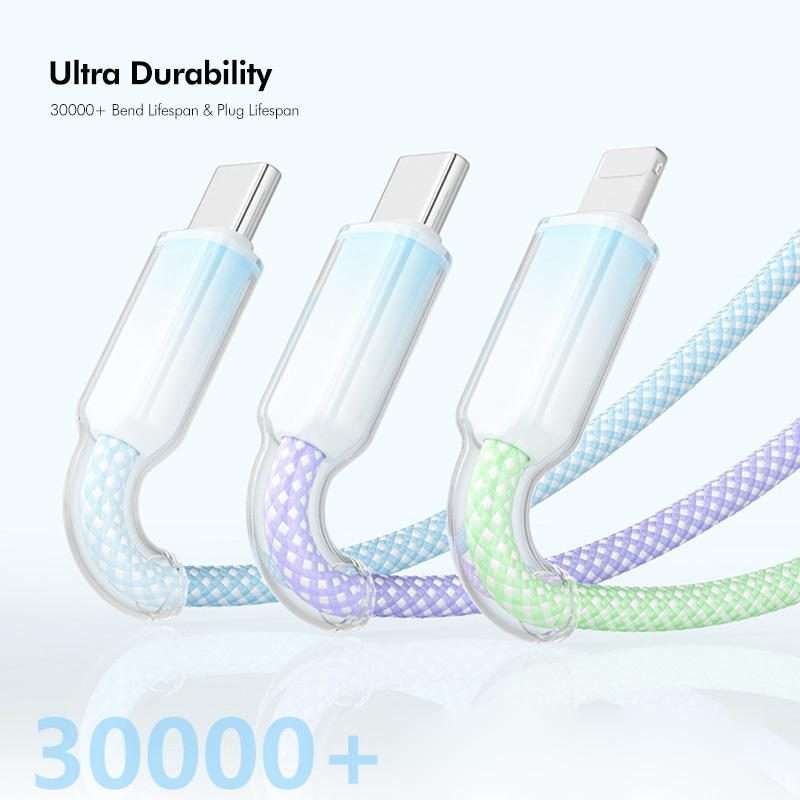 ENKAY 120W USB to Dual Type-C  8 Pin Nylon Braided Fast Charging Cable, Length: 1.2m