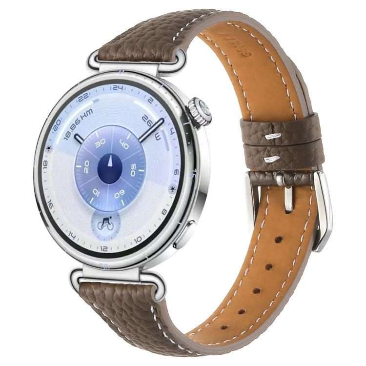 18mm Lychee Texture Pin Buckle Leather Watch Band(Taupe)