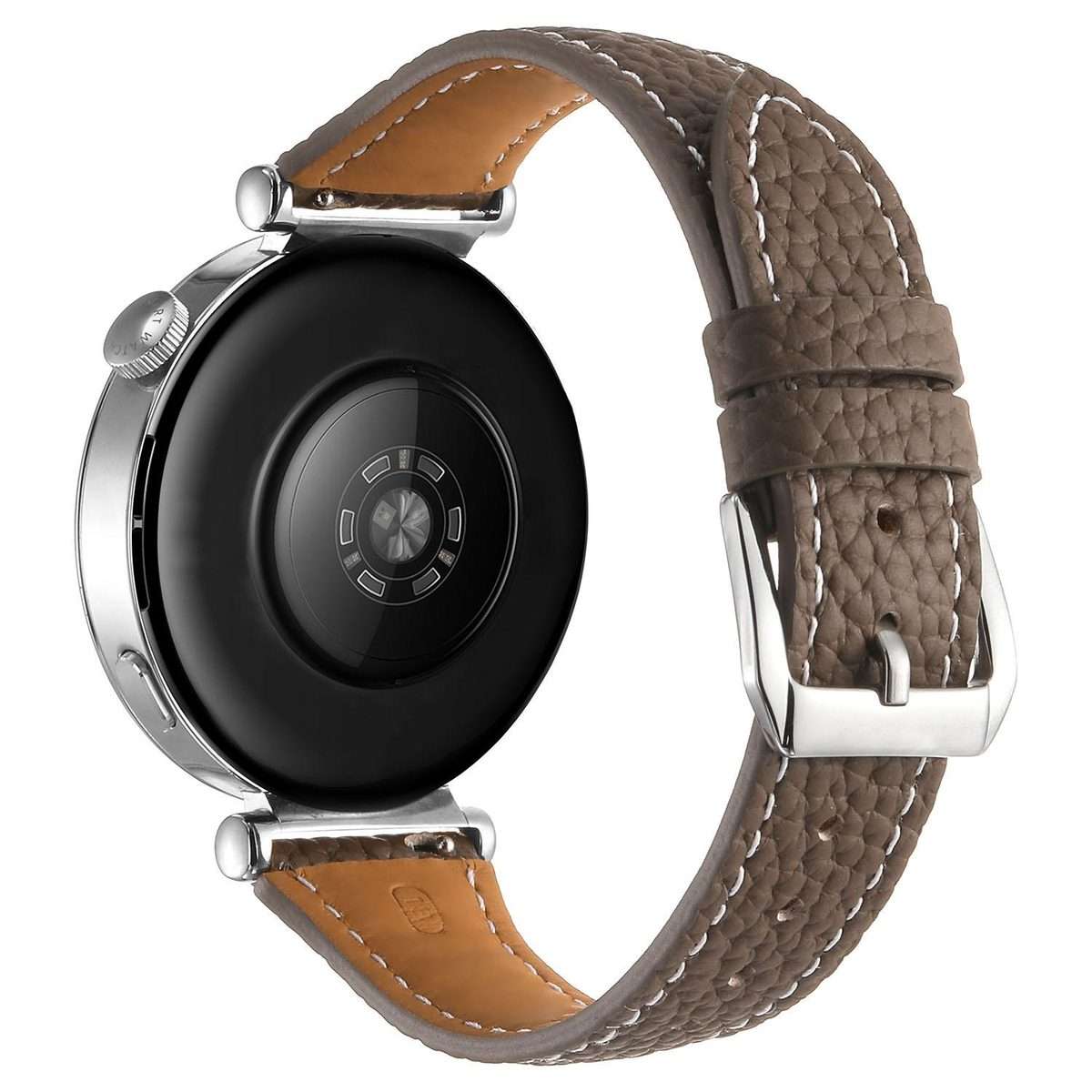18mm Lychee Texture Pin Buckle Leather Watch Band(Taupe)