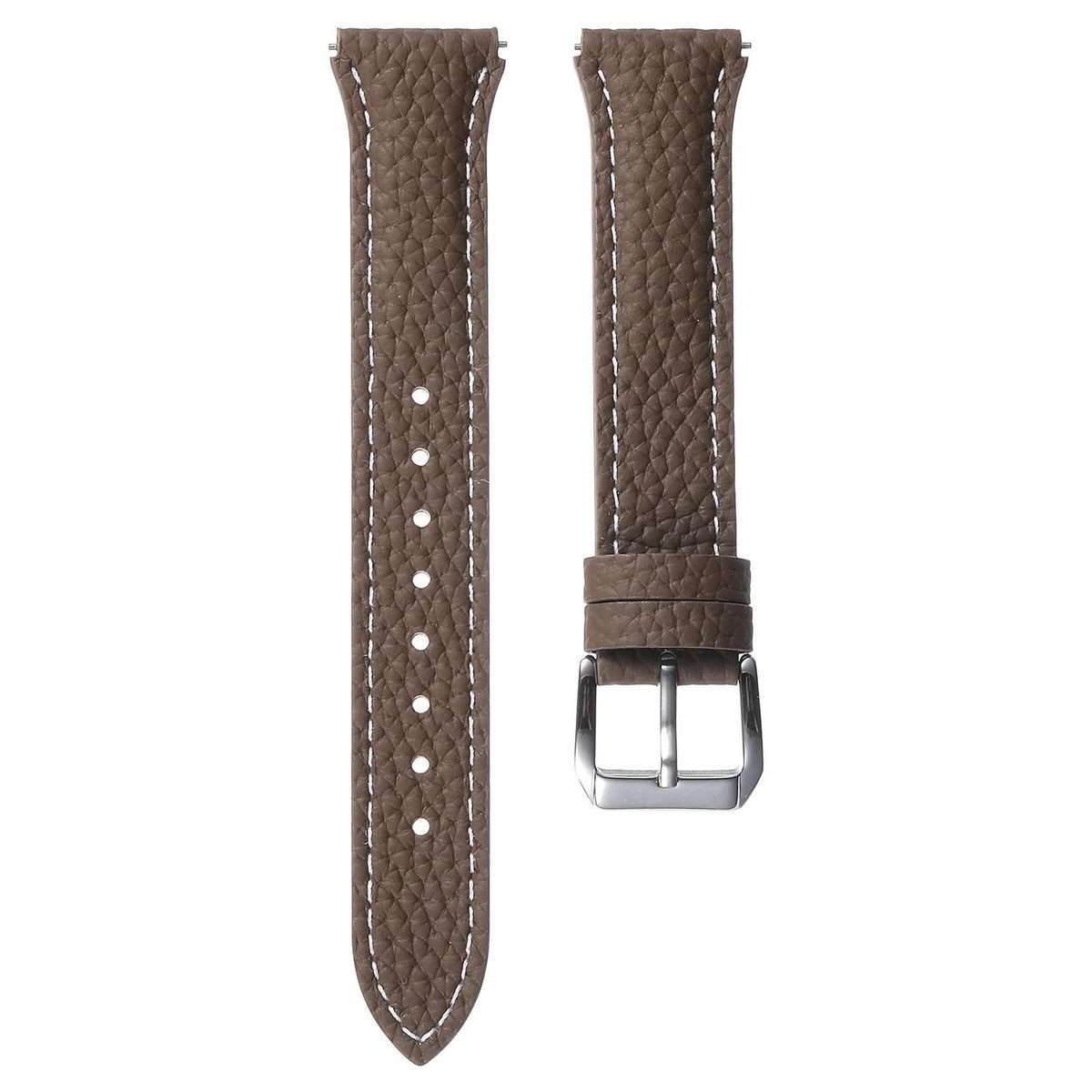 18mm Lychee Texture Pin Buckle Leather Watch Band(Taupe)