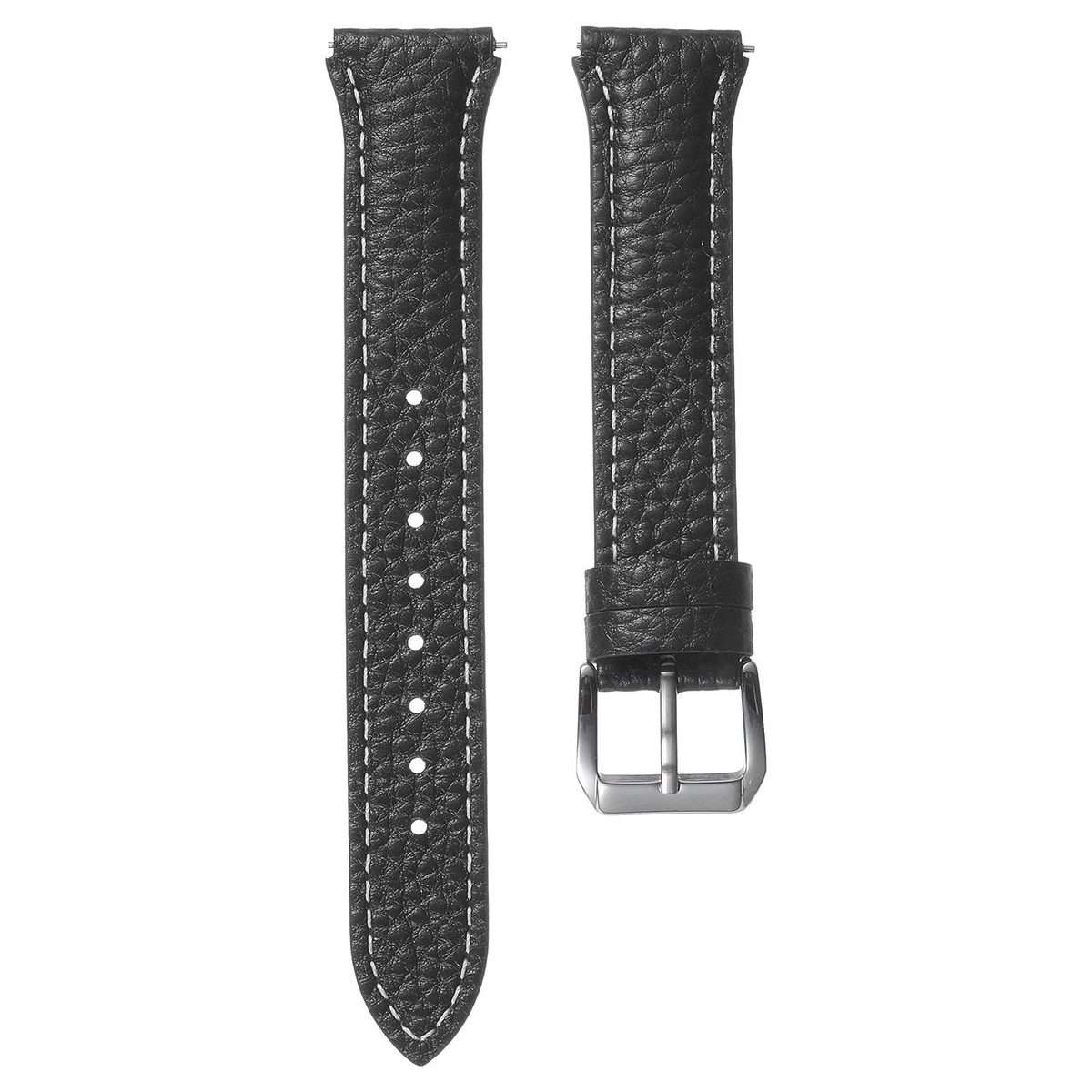 18mm Lychee Texture Pin Buckle Leather Watch Band(Black)