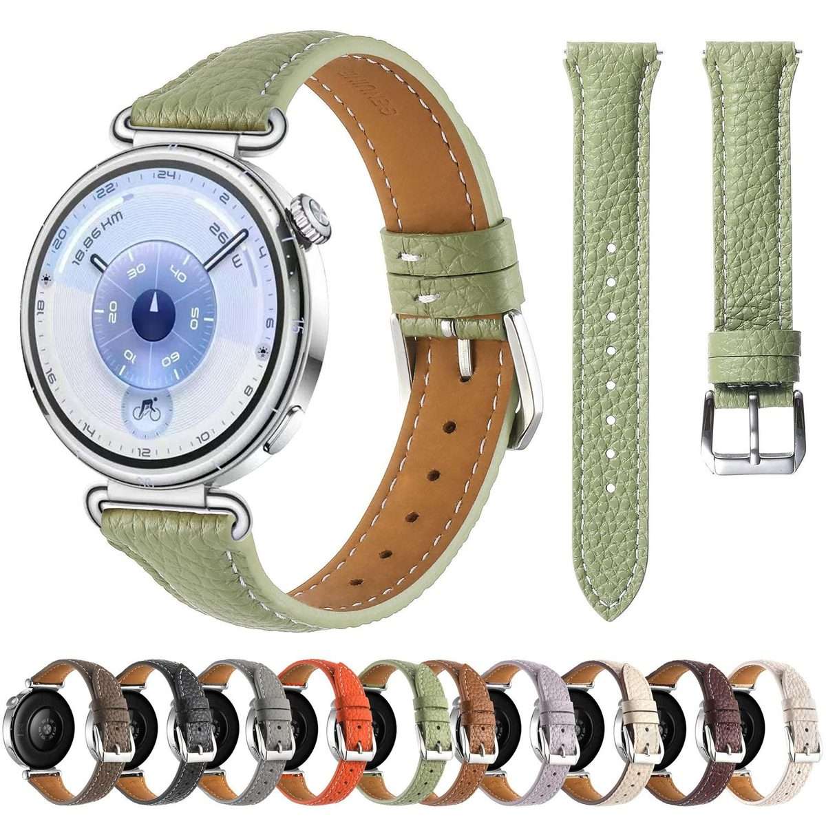 18mm Lychee Texture Pin Buckle Leather Watch Band(Black)