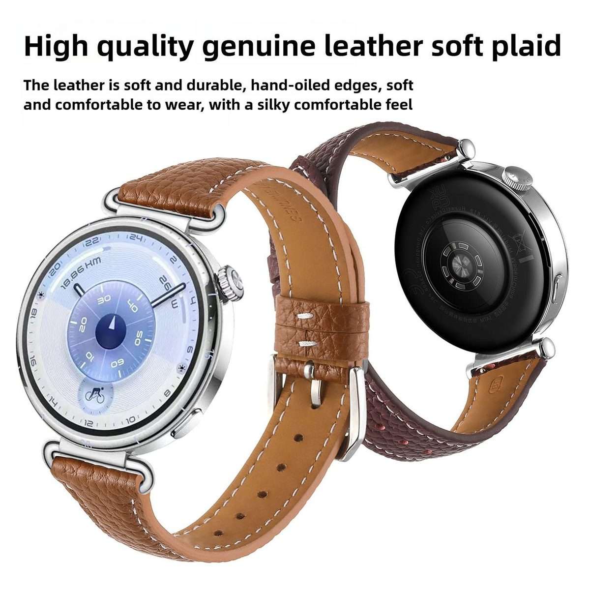 18mm Lychee Texture Pin Buckle Leather Watch Band(Black)