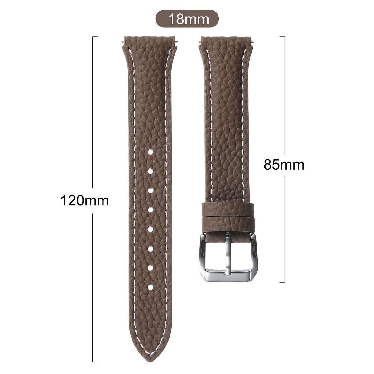 18mm Lychee Texture Pin Buckle Leather Watch Band(Black)