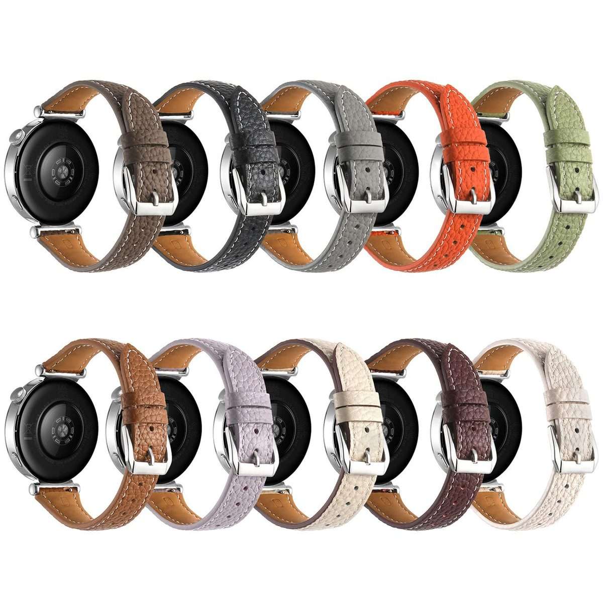 18mm Lychee Texture Pin Buckle Leather Watch Band(Purple)