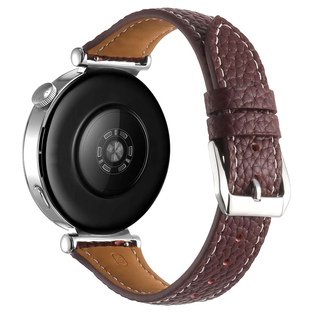 18mm Lychee Texture Pin Buckle Leather Watch Band(Wine Red)