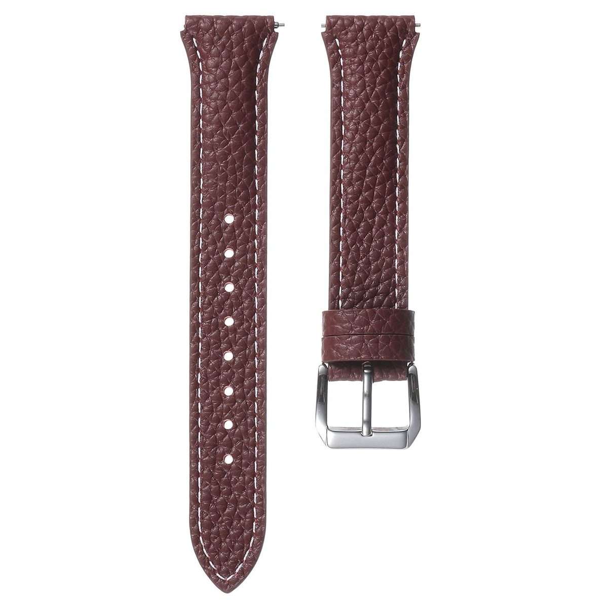 18mm Lychee Texture Pin Buckle Leather Watch Band(Wine Red)
