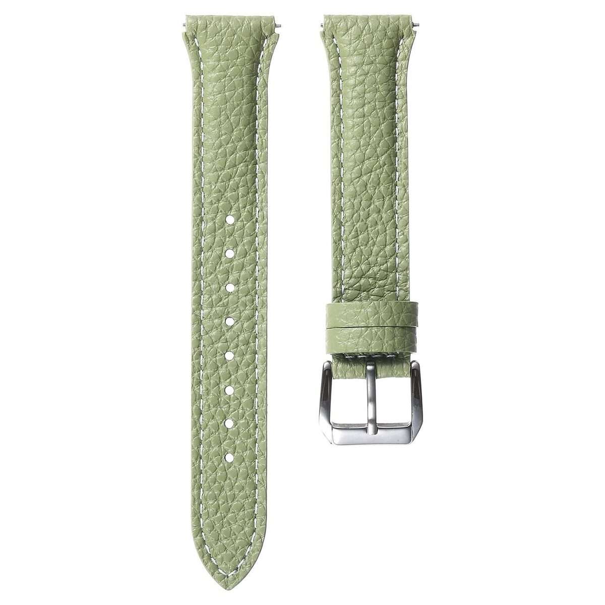 18mm Lychee Texture Pin Buckle Leather Watch Band(Avocado Green)