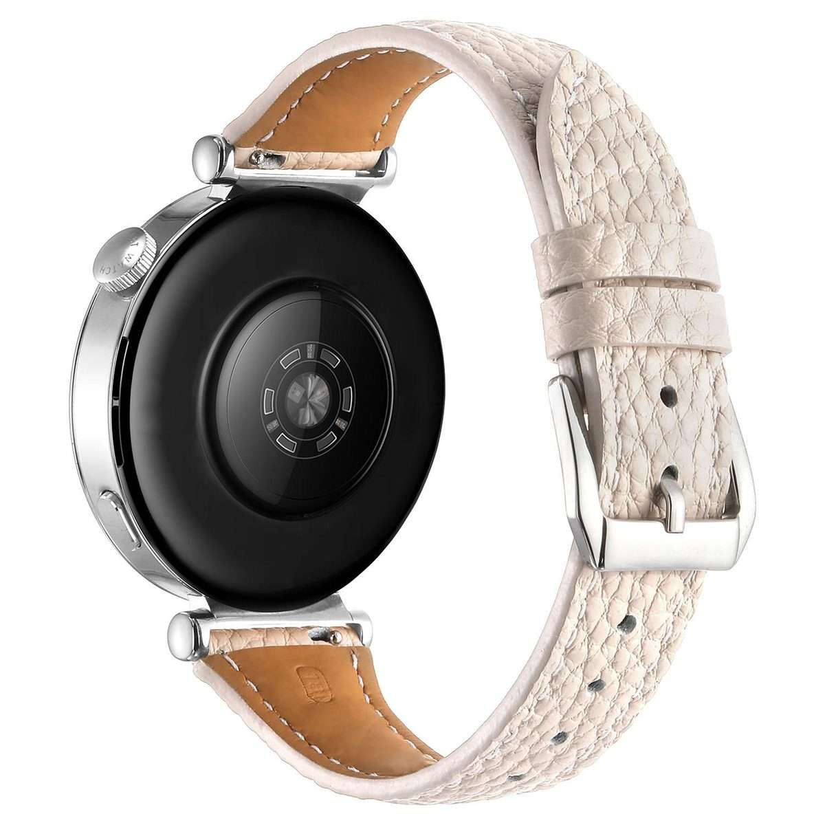 18mm Lychee Texture Pin Buckle Leather Watch Band(Apricot)