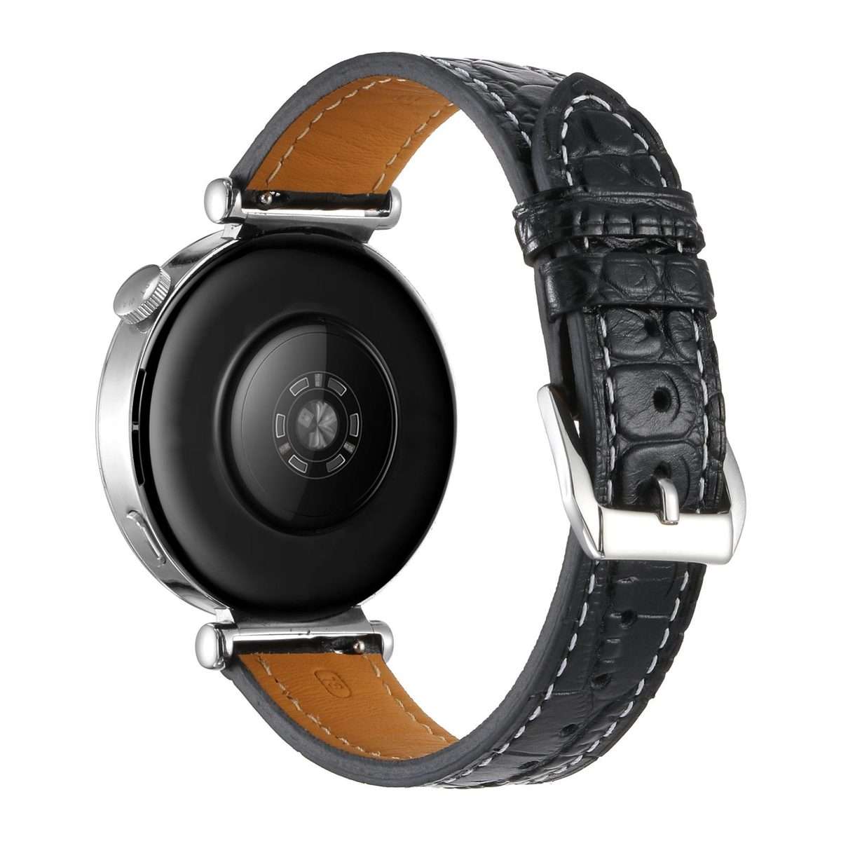 18mm Crocodile Texture Pin Buckle Leather Watch Band(Black)