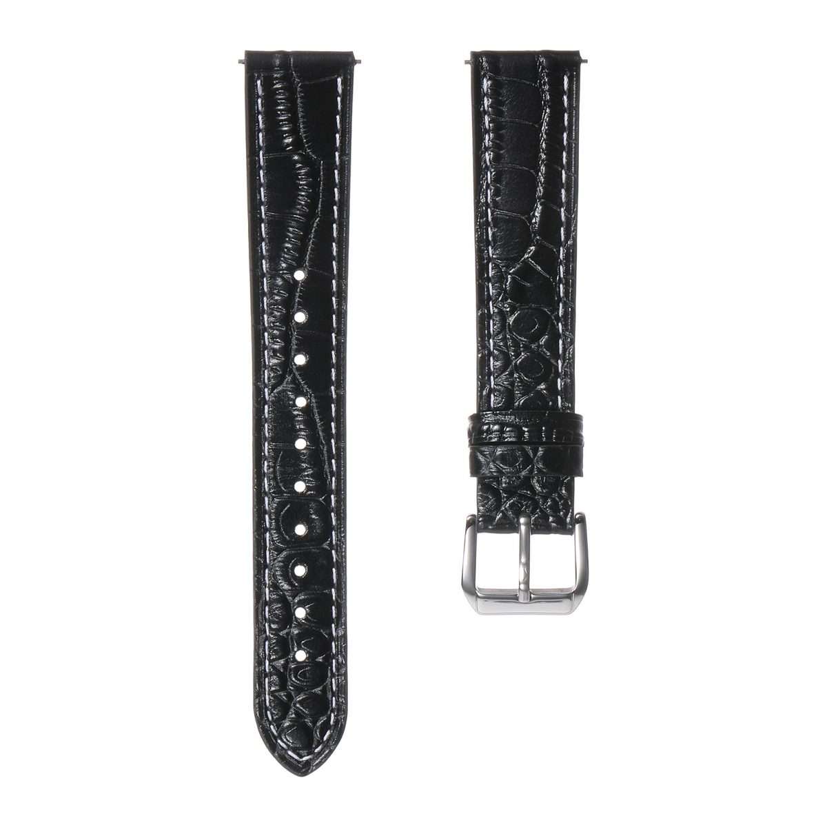 18mm Crocodile Texture Pin Buckle Leather Watch Band(Black)