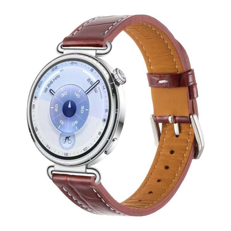 18mm Crocodile Texture Pin Buckle Leather Watch Band(Wine Red)