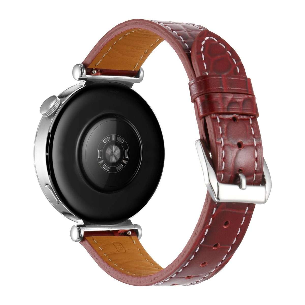 18mm Crocodile Texture Pin Buckle Leather Watch Band(Wine Red)