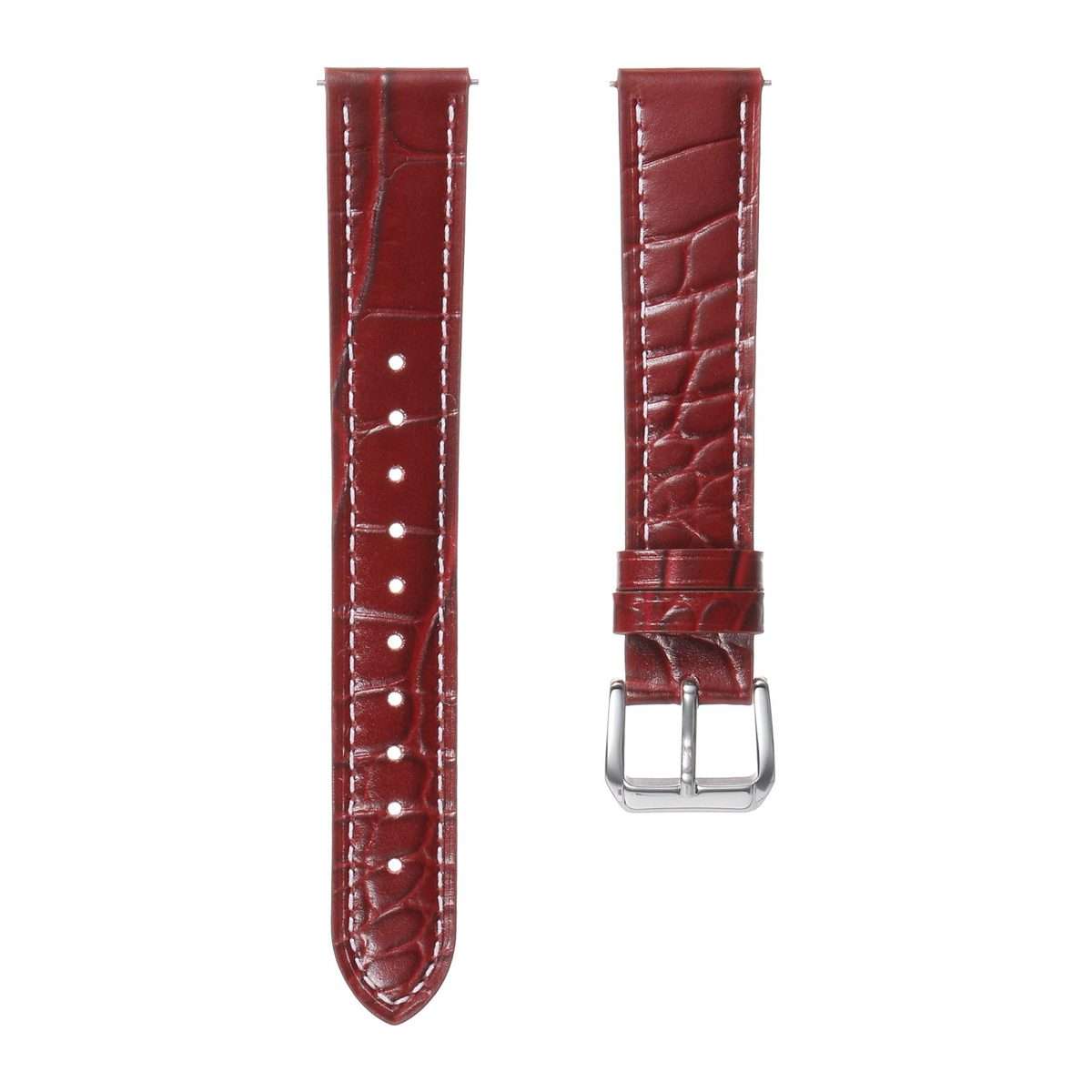 18mm Crocodile Texture Pin Buckle Leather Watch Band(Wine Red)