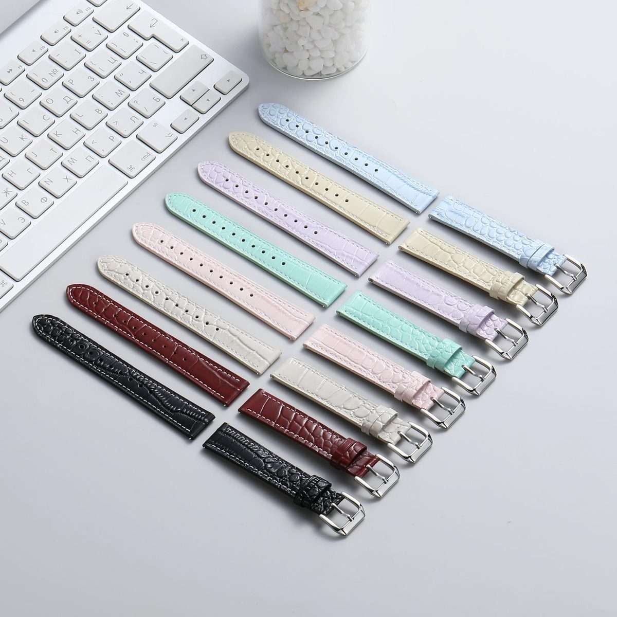 18mm Crocodile Texture Pin Buckle Leather Watch Band(Wine Red)
