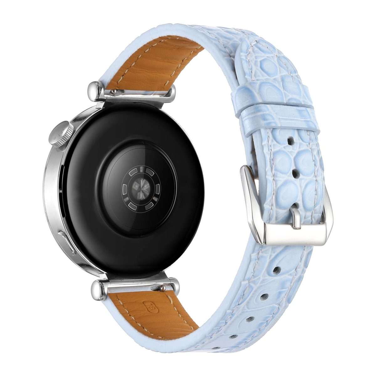 18mm Crocodile Texture Pin Buckle Leather Watch Band(Grey Blue)