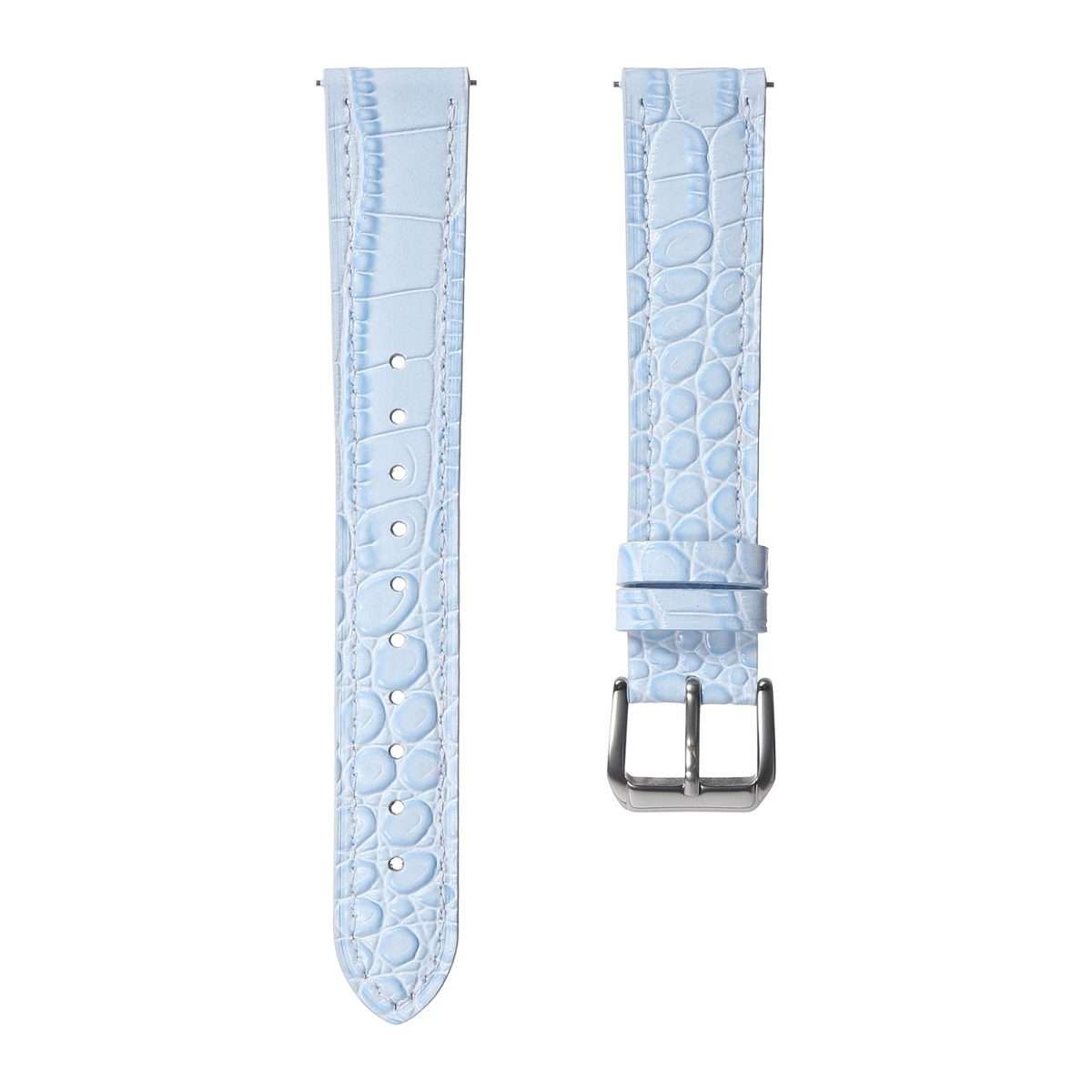 18mm Crocodile Texture Pin Buckle Leather Watch Band(Grey Blue)