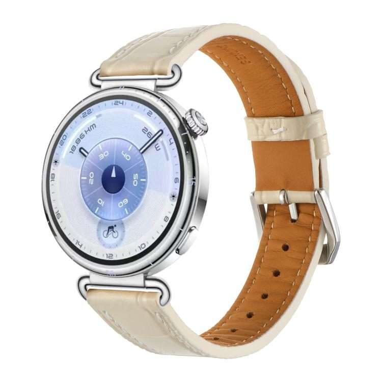 18mm Crocodile Texture Pin Buckle Leather Watch Band(Starlight)