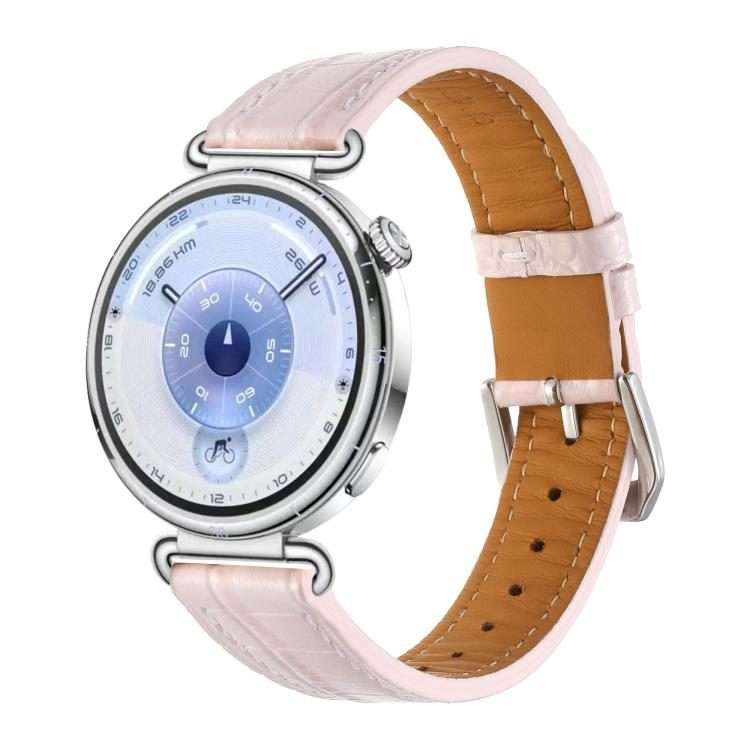 18mm Crocodile Texture Pin Buckle Leather Watch Band(Pink)