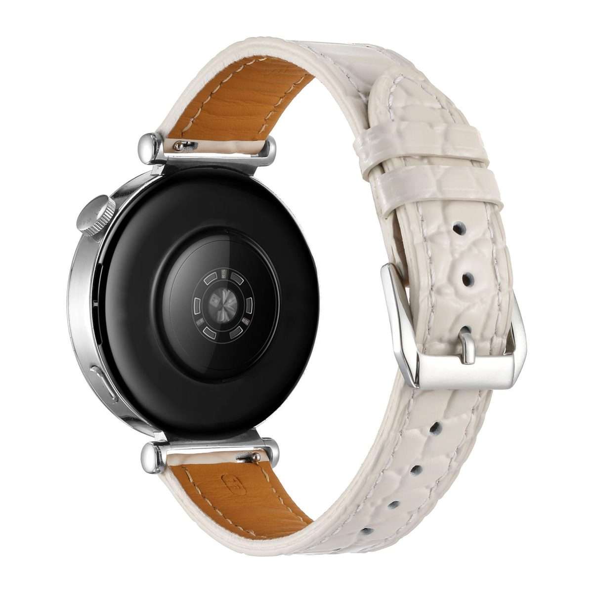 18mm Crocodile Texture Pin Buckle Leather Watch Band(Pearl White)