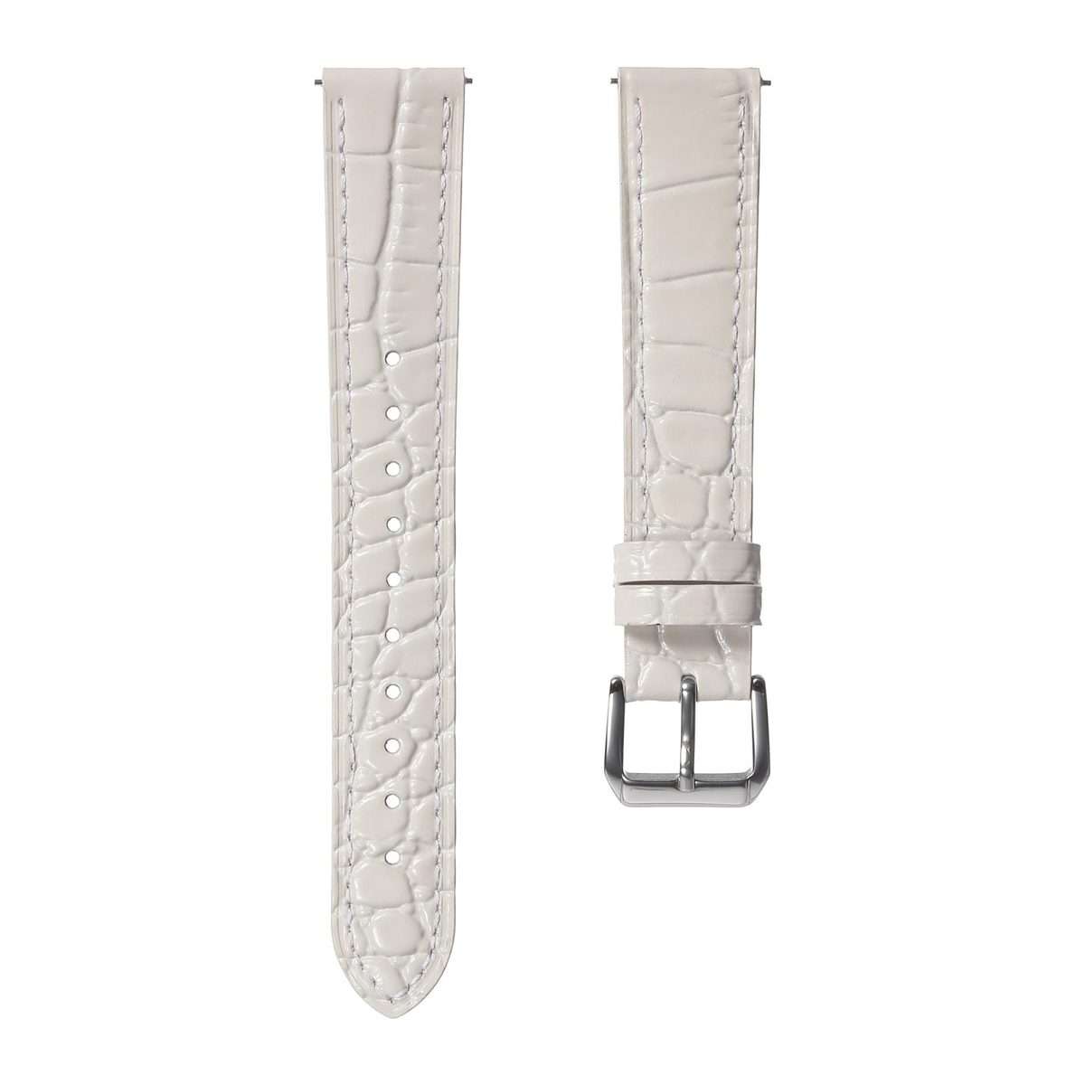 18mm Crocodile Texture Pin Buckle Leather Watch Band(Pearl White)