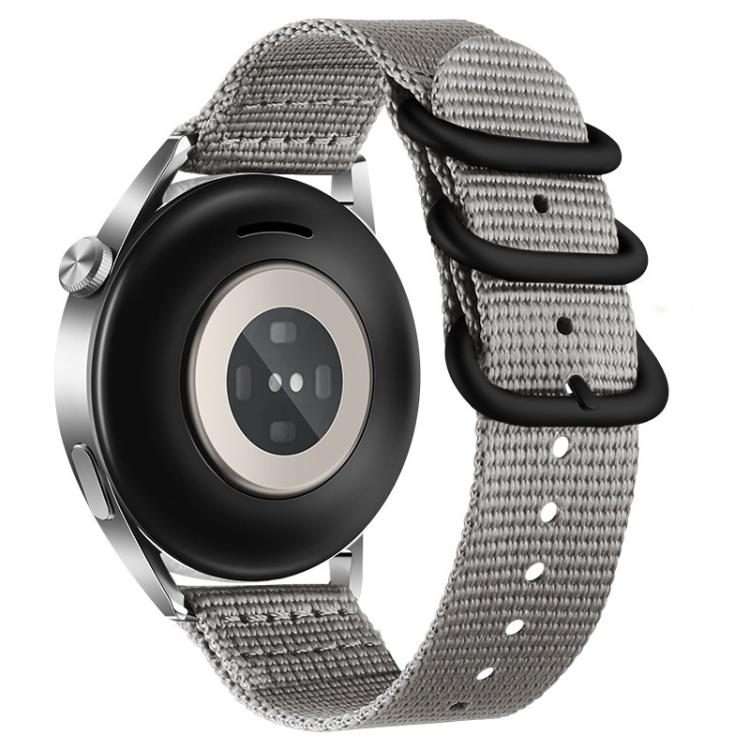 18mm Dual Ring Black Buckle Single Color Nylon Watch Band(Grey)