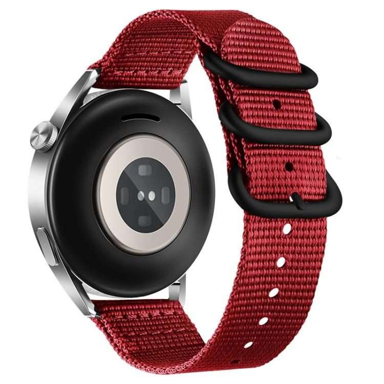 18mm Dual Ring Black Buckle Single Color Nylon Watch Band(Red)
