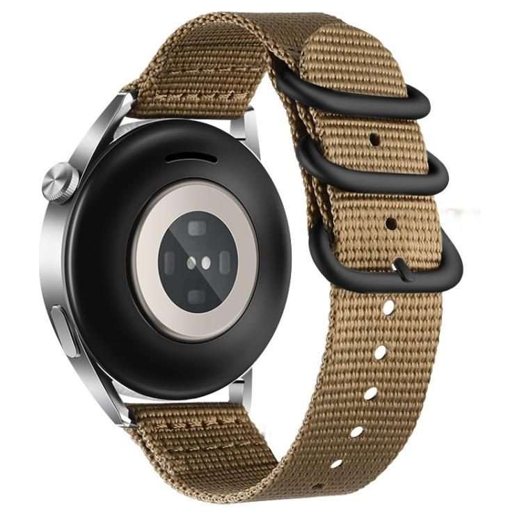18mm Dual Ring Black Buckle Single Color Nylon Watch Band(Khaki)