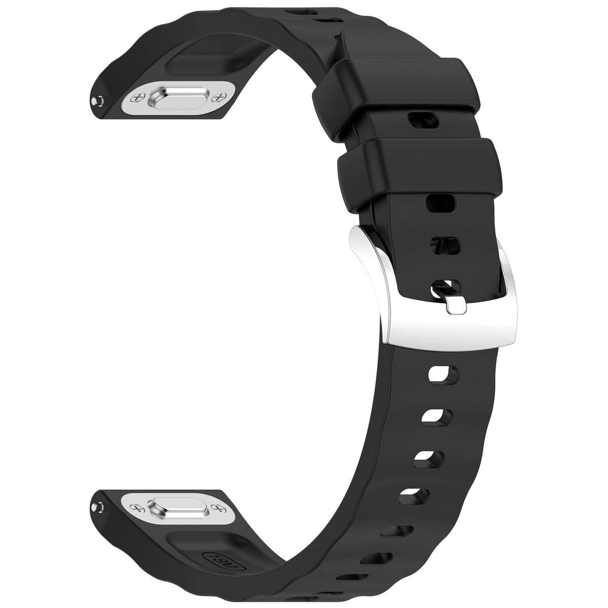 18mm Press Button Quick Release Wave Texture Silicone Watch Band(Black)