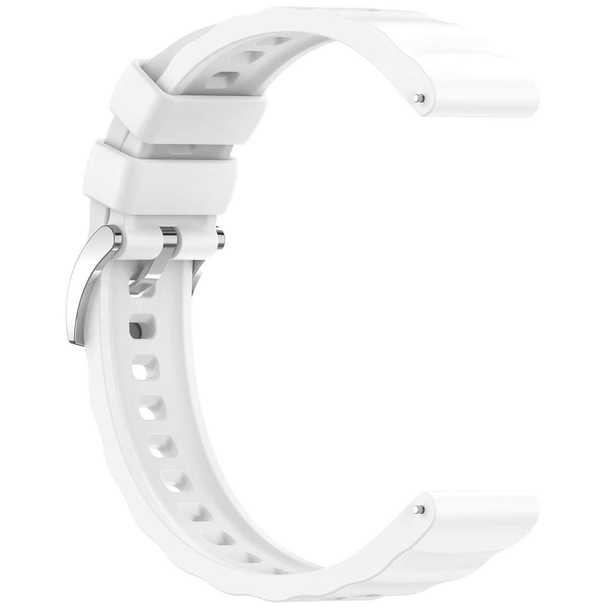 18mm Press Button Quick Release Wave Texture Silicone Watch Band(White)