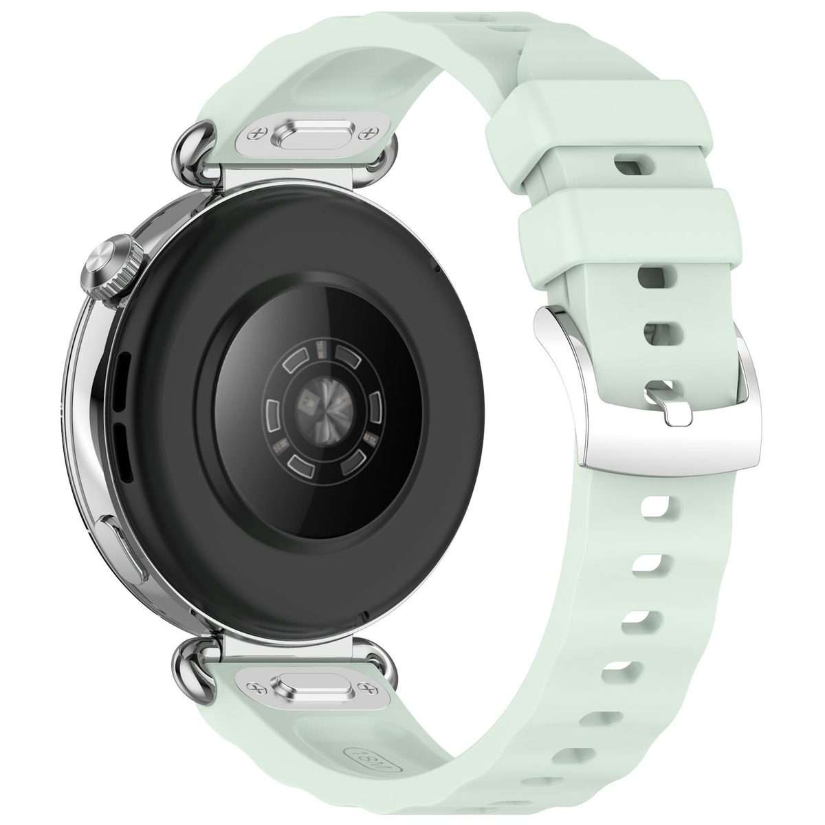 18mm Press Button Quick Release Wave Texture Silicone Watch Band(Green)