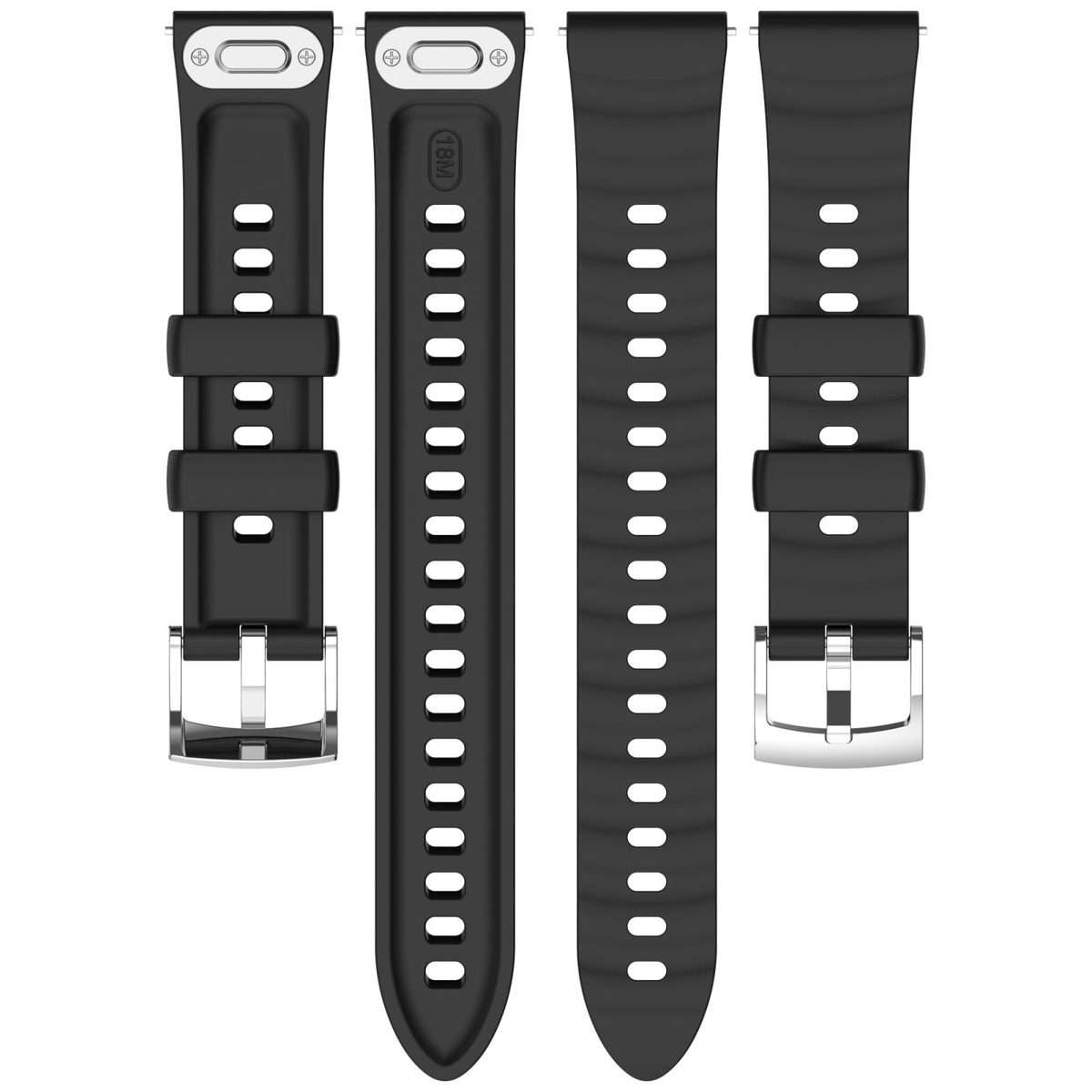 18mm Press Button Quick Release Wave Texture Silicone Watch Band(Green)