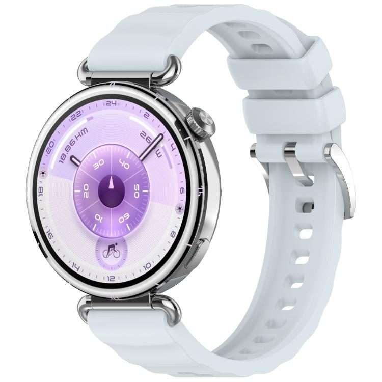 18mm Press Button Quick Release Wave Texture Silicone Watch Band(Blue)