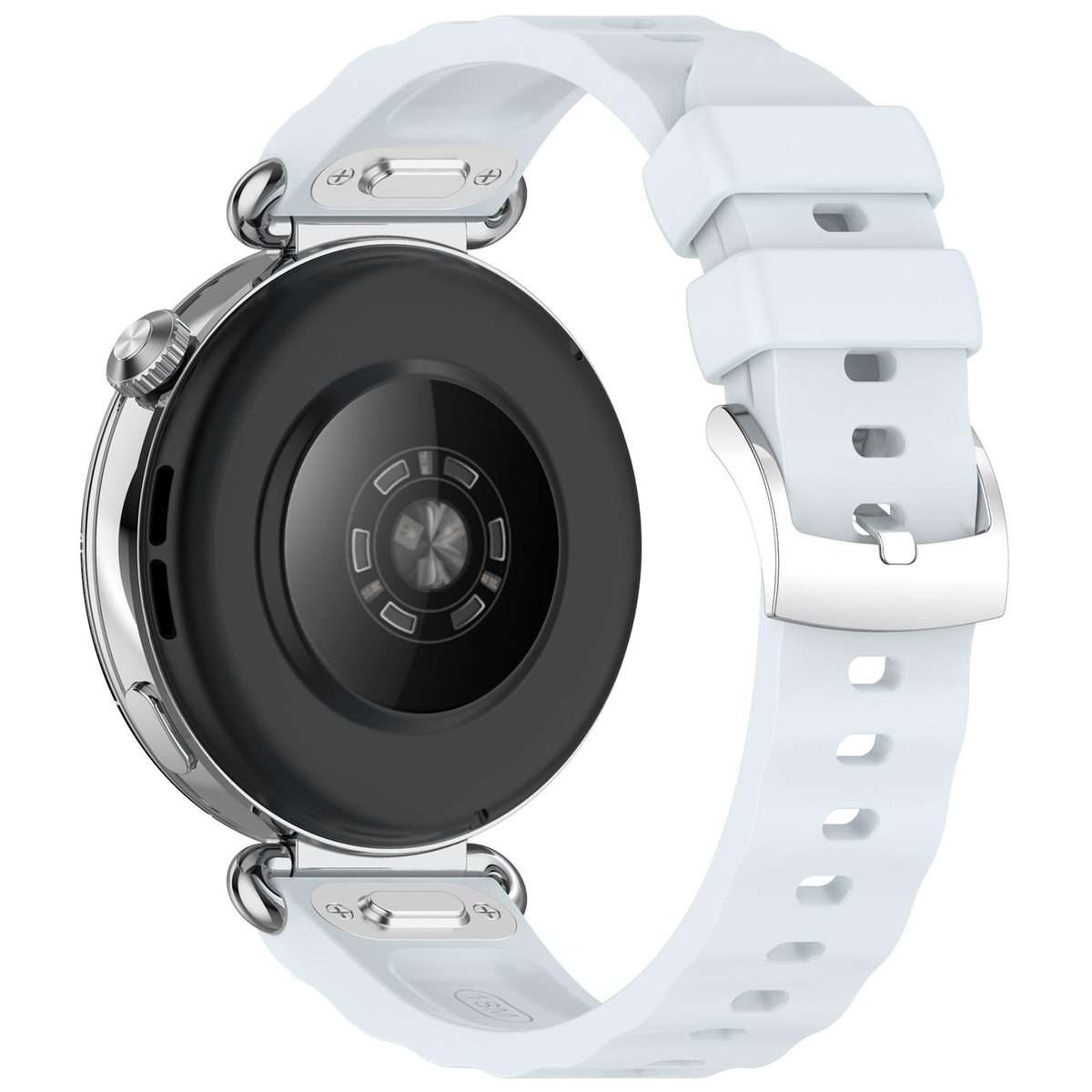 18mm Press Button Quick Release Wave Texture Silicone Watch Band(Blue)