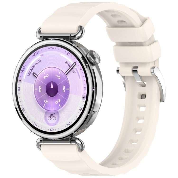 18mm Press Button Quick Release Wave Texture Silicone Watch Band(Starlight)
