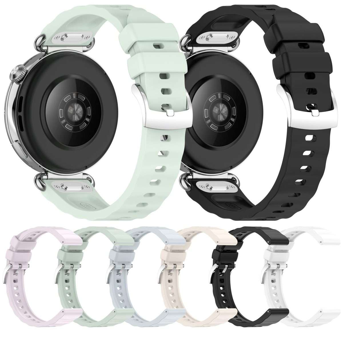 18mm Press Button Quick Release Wave Texture Silicone Watch Band(Starlight)
