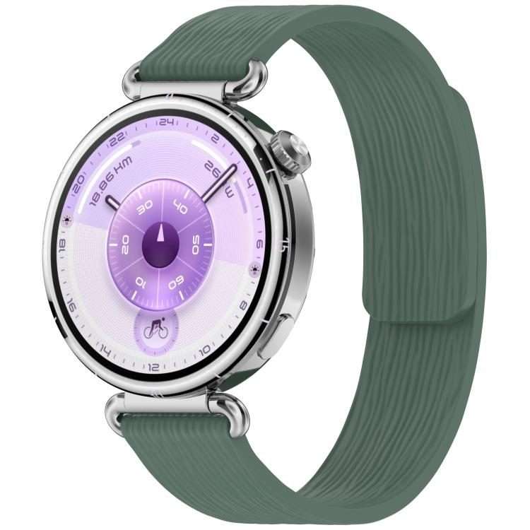 18mm Striped Soft Magnetic Silicone Watch Band(Green)