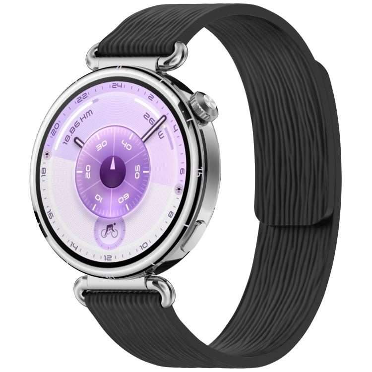 18mm Striped Soft Magnetic Silicone Watch Band(Black)