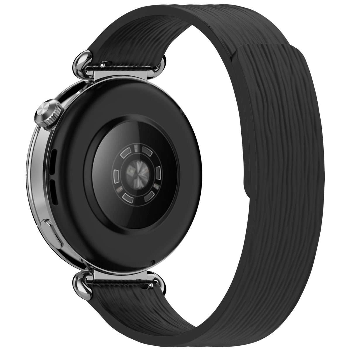 18mm Striped Soft Magnetic Silicone Watch Band(Black)